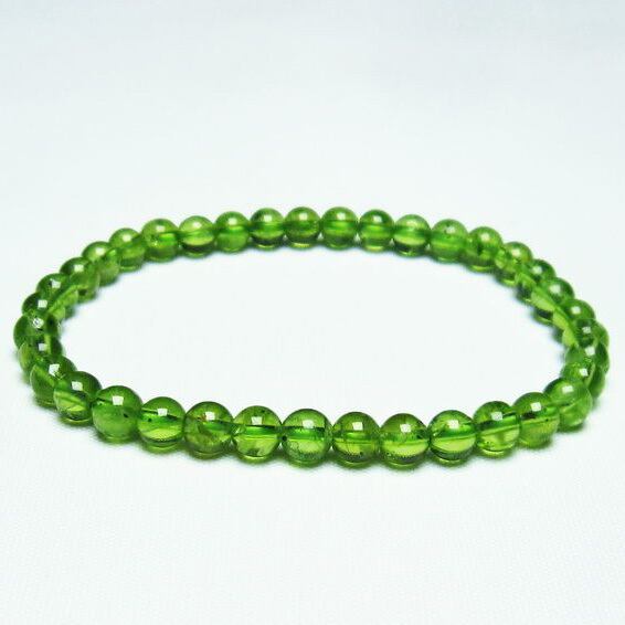 ペリドット ブレスレット 5mm 一点物 8月の誕生石 カンラン石 Peridot Bracelet [M便 1/10] 111-21863