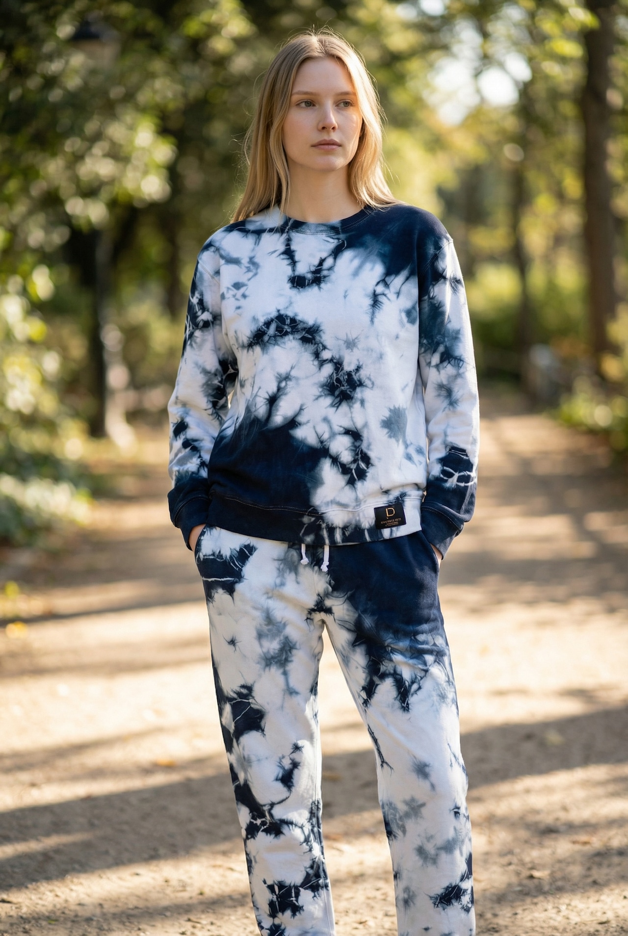 【セットアップ可】藍染めタイダイトレーナー 水たまり