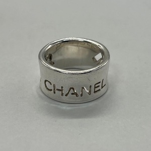 シャネル CHANEL ロゴ ワイド リング 8号 SV925 クローバー 希少