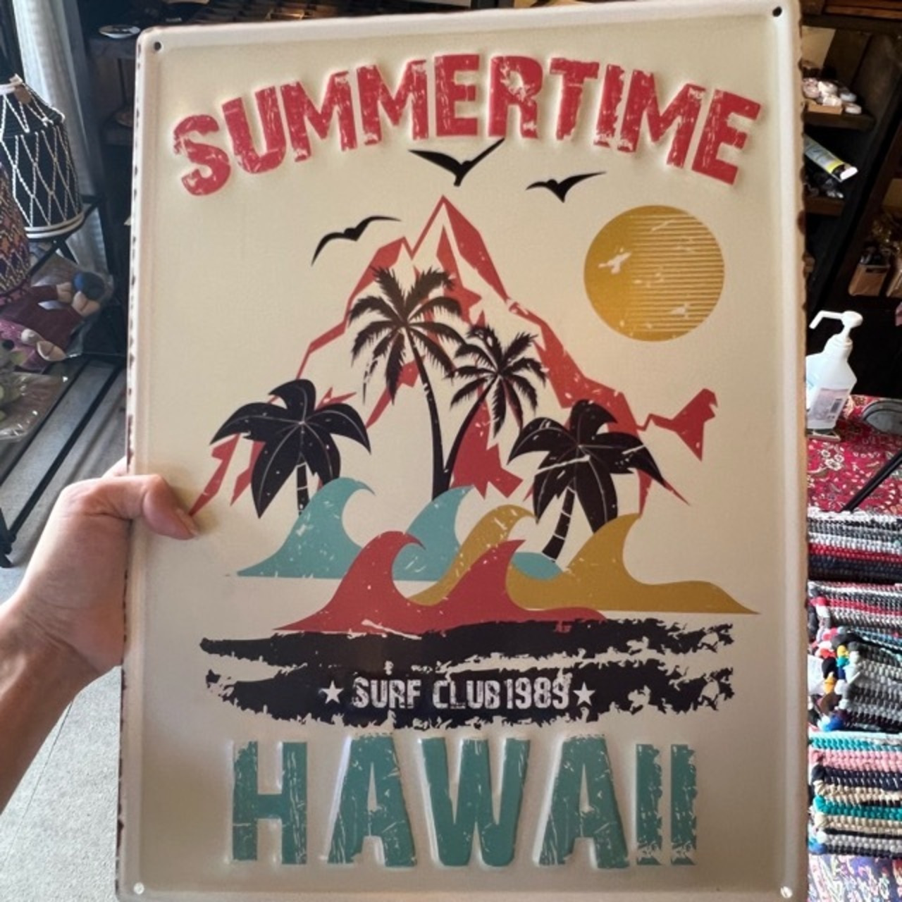 Antique Embossed Plate SUMMER TIME HAWAII　アンティークエンボスプレート　サマータイムハワイ　Hawaii　summer　サマー　夏　ハワイ　プレート
