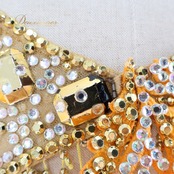 社交ダンス 衣装 スタンダードドレス ワンピース スタンダード フロート レース デモ 競技 ダンス パーティ 発表会 黄色 オレンジ 落ち感 明るい オレンジ系 イエロー系 フリンジ 豪華 軽量 シフォン おしゃれ 可愛い ふんわり カラフル ダンスウェア フェスティバル パフォーマンス