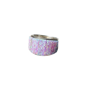 vintage silver synthetic opal inlay ring