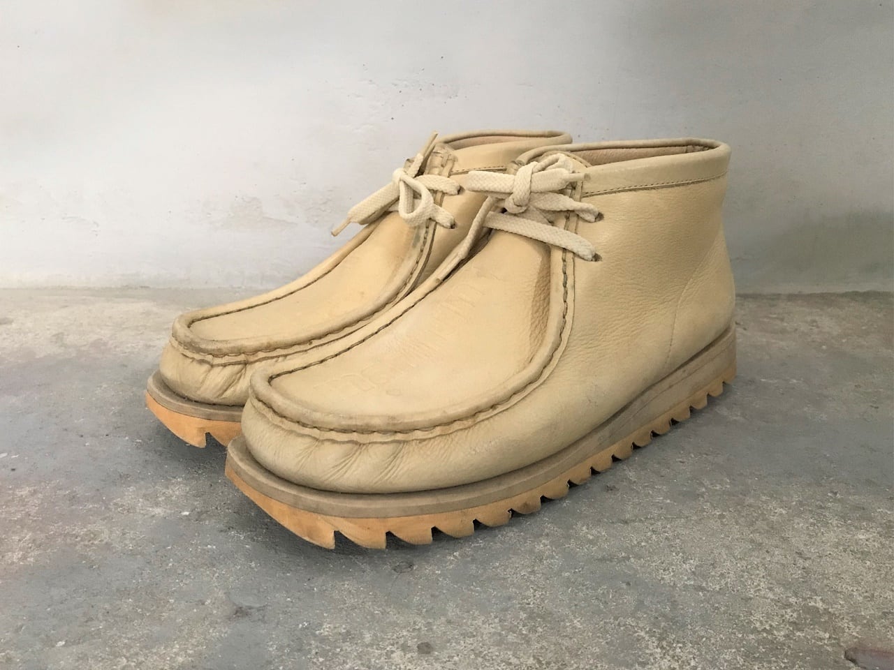 90s A BATHING APE Baper Manhunt boots LIGHT BEIGE