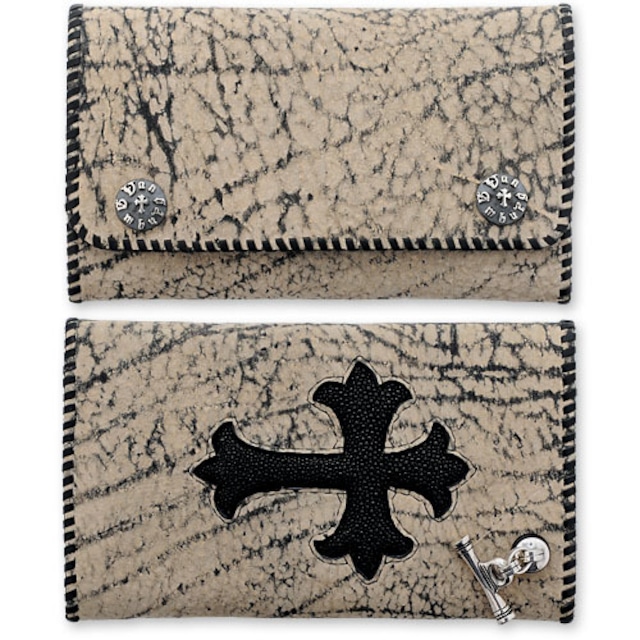 【VAN AMBURG LEATHERS　ヴァンアンバーグレザーズ　Wallet　ウォレット　財布】ラージバイカーウォレット/サンドジラフw/クロスインレイ【送料無料】