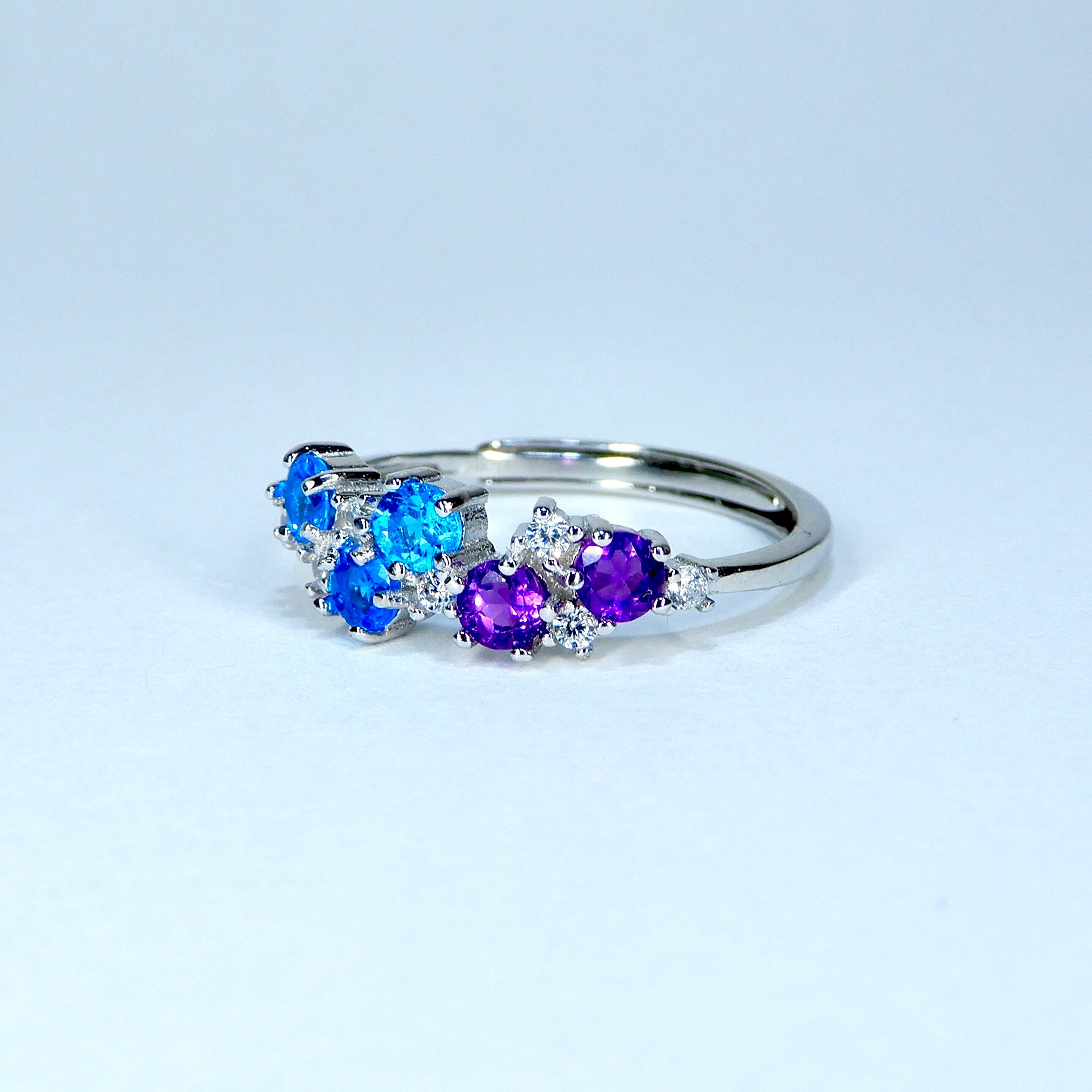 リースRing♦︎ネオンブルーアパタイト・アメシスト♦︎