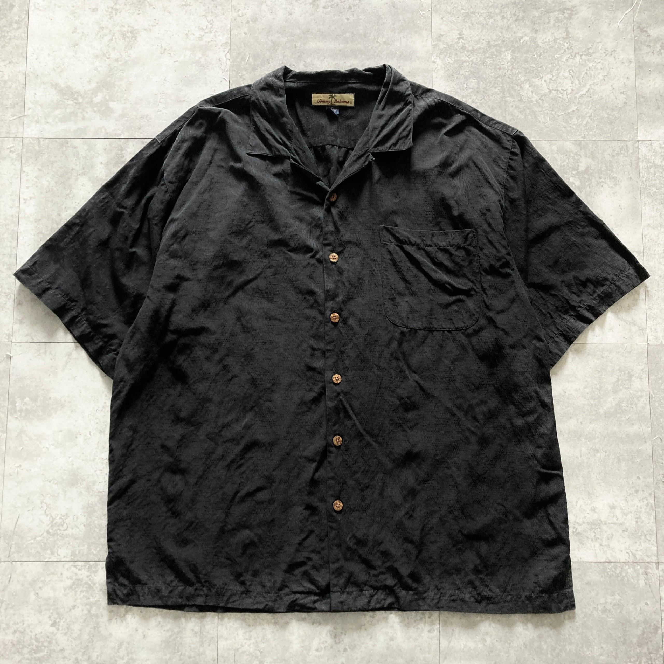  Bahama シルク100% シャドー総柄 開襟シャツ アロハシャツ Size.XL】Tommy Bahama トミーバハマ シルク100% 単色 シャドー総柄