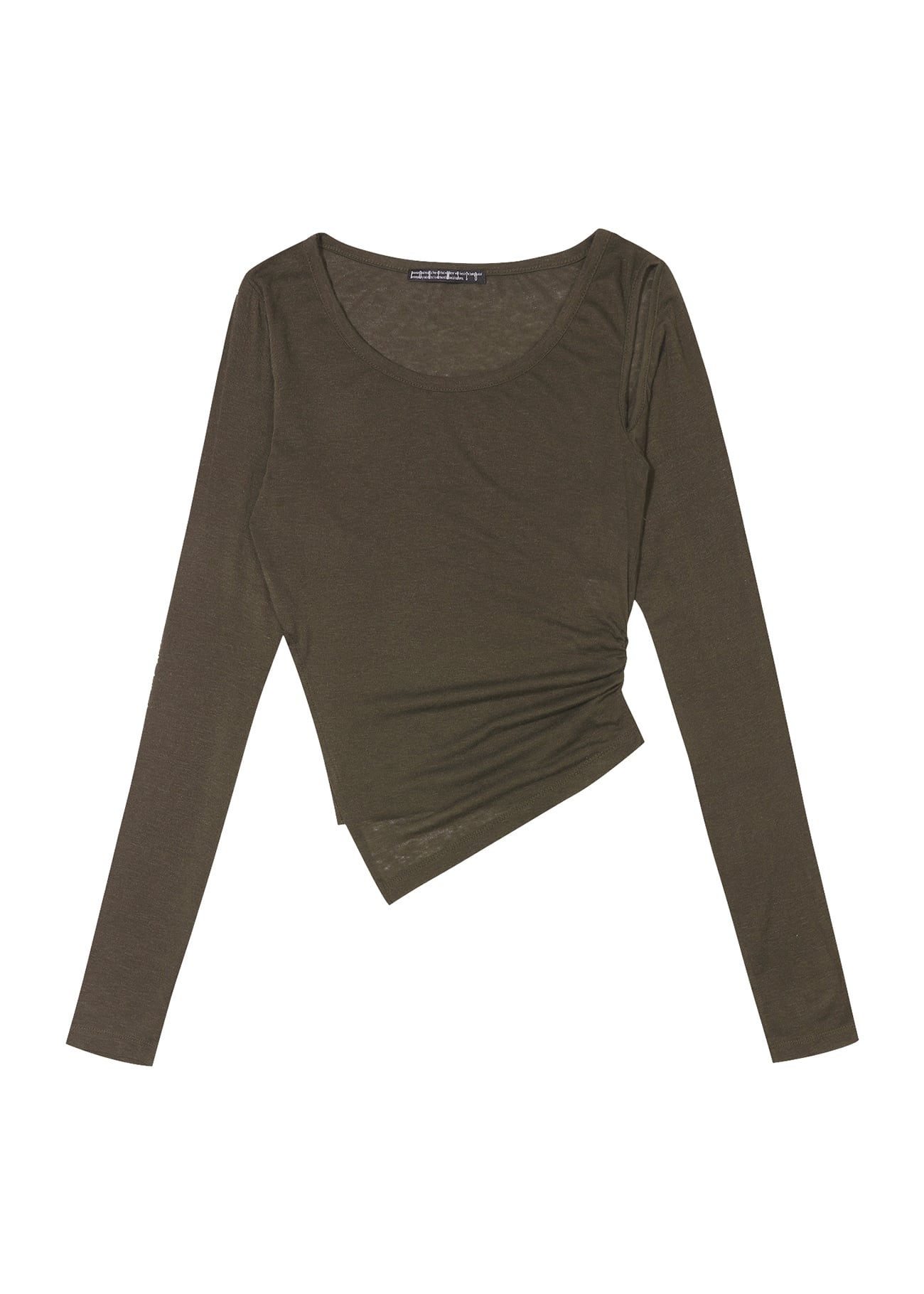 BOHEMIAN SEOUL] SLEEVE HOLE SHIRRING TOP, KHAKI BROWN 正規品 韓国