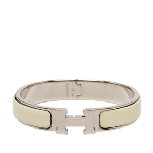 エルメス クリックH PM エナメルブレスレット バングル シルバー ホワイト メタル レディース HERMES 【中古】