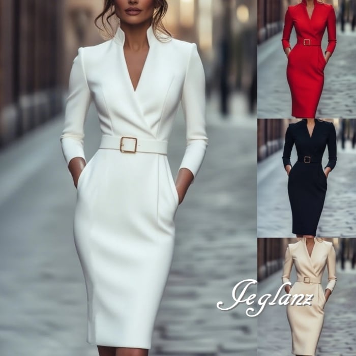 4色 パーティ ドレス ワンピース タイト コンサバ 大人きれい 7分袖 (MB282)ζ