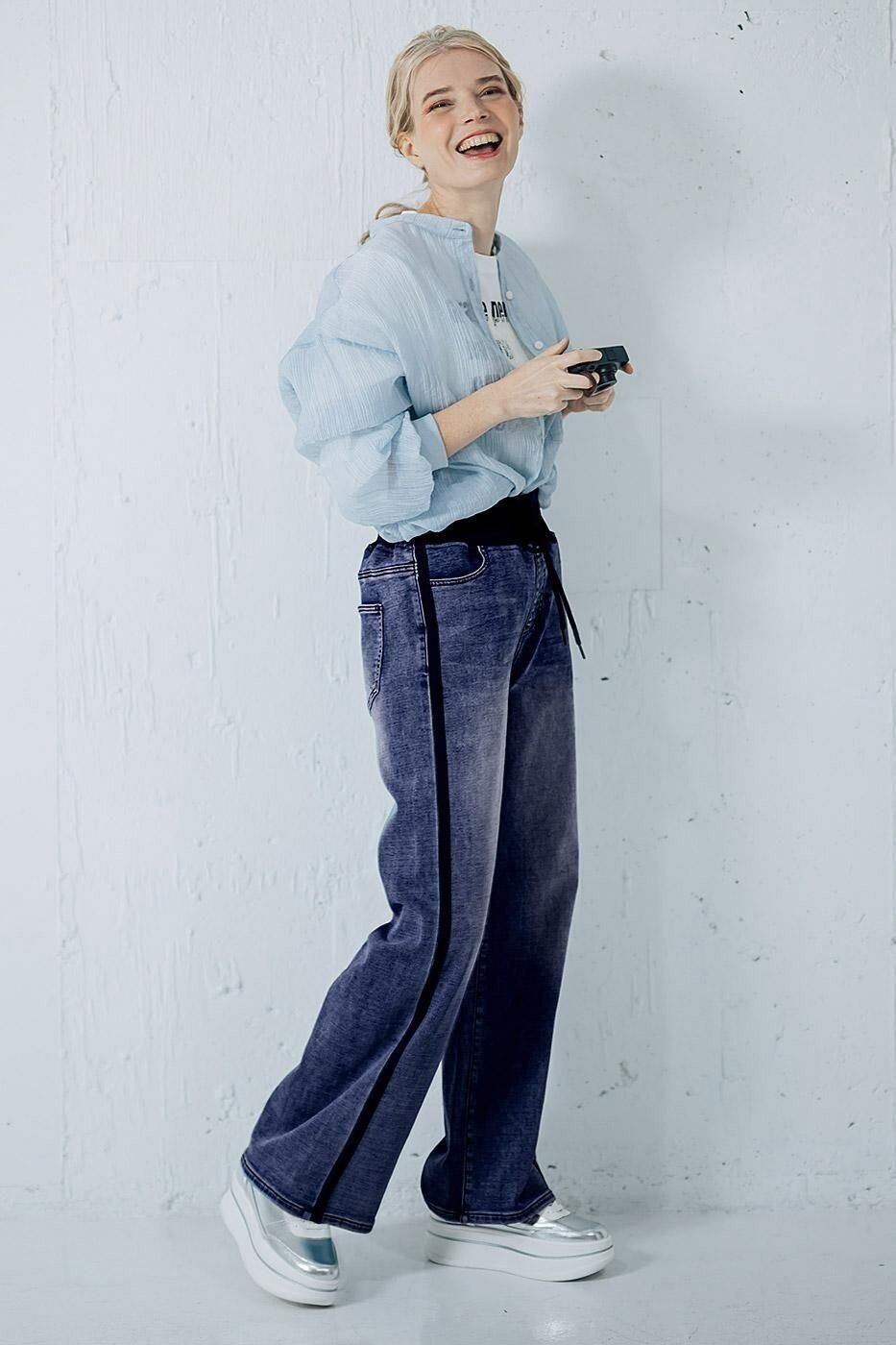 INDIMARK ジーンズ デニム レディース おしゃれ ブランド かわいい スタンダードワイド パンツ トルコブラック WJ204【お取り寄せ】 INDIMARK インディマーク ジーンズ レディース デニム スタンダード