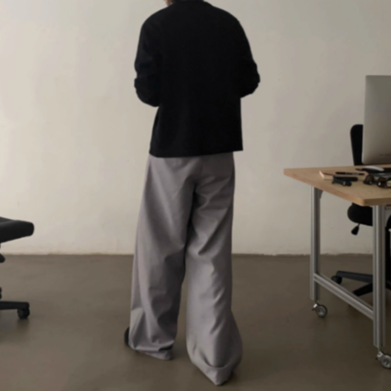 ダブルプリーツドレープパンツ　0886