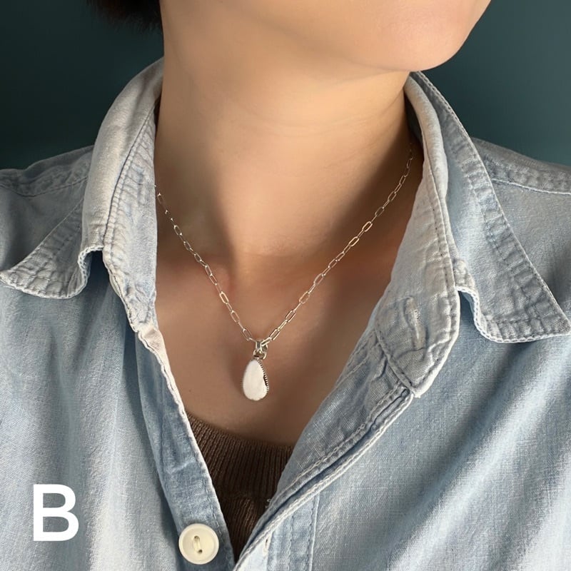 Indian Jewelry 》ホワイトバッファロー シンプル ドロップ ネックレス