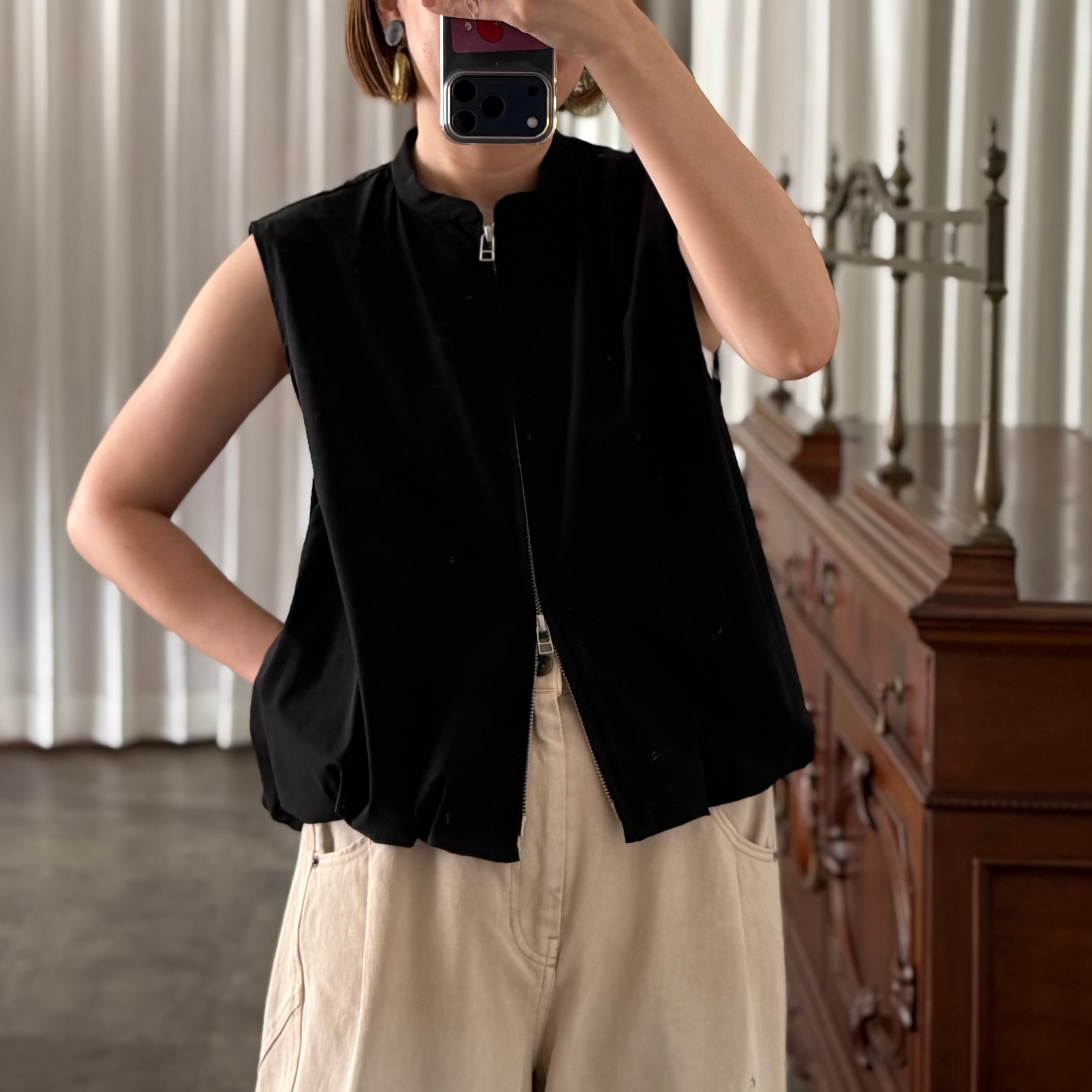 ★Balloon Zip Vest (Black)