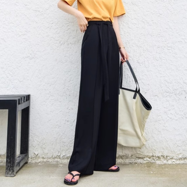 【ハイウエストスリムストレートパンツ】P00722