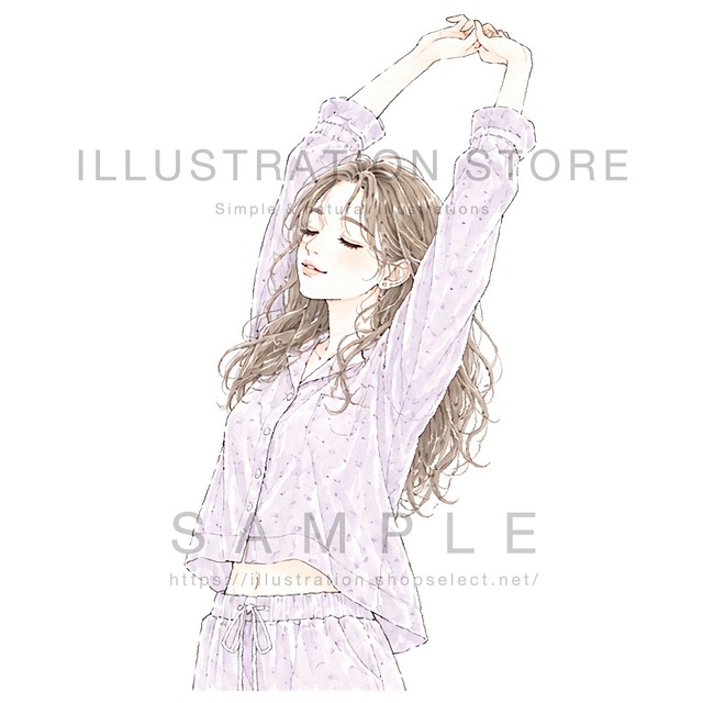 背伸びをする女性のイラスト素材