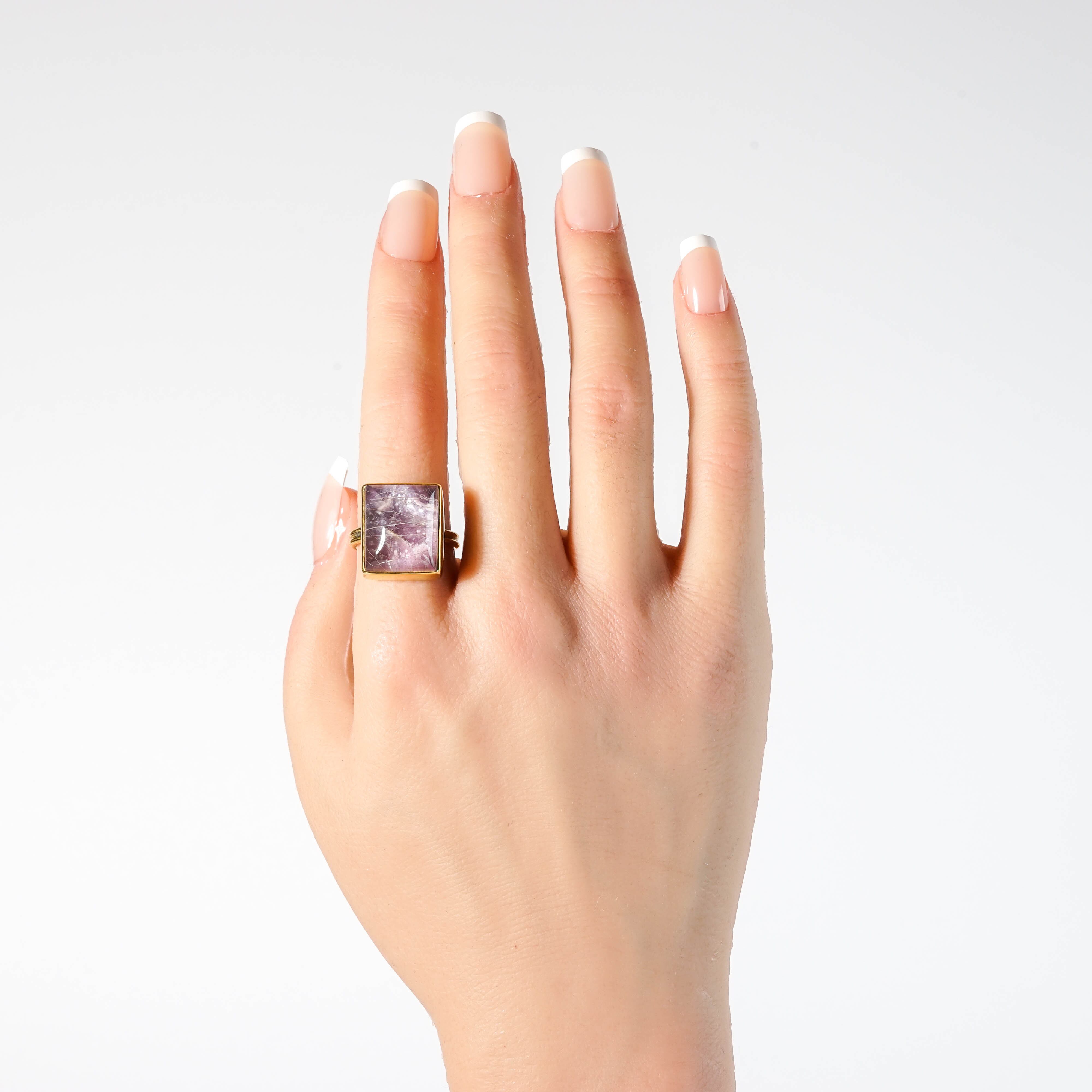 free size】トルマリン x ルチルクォーツ リング（No.20) | YUEN jewelry