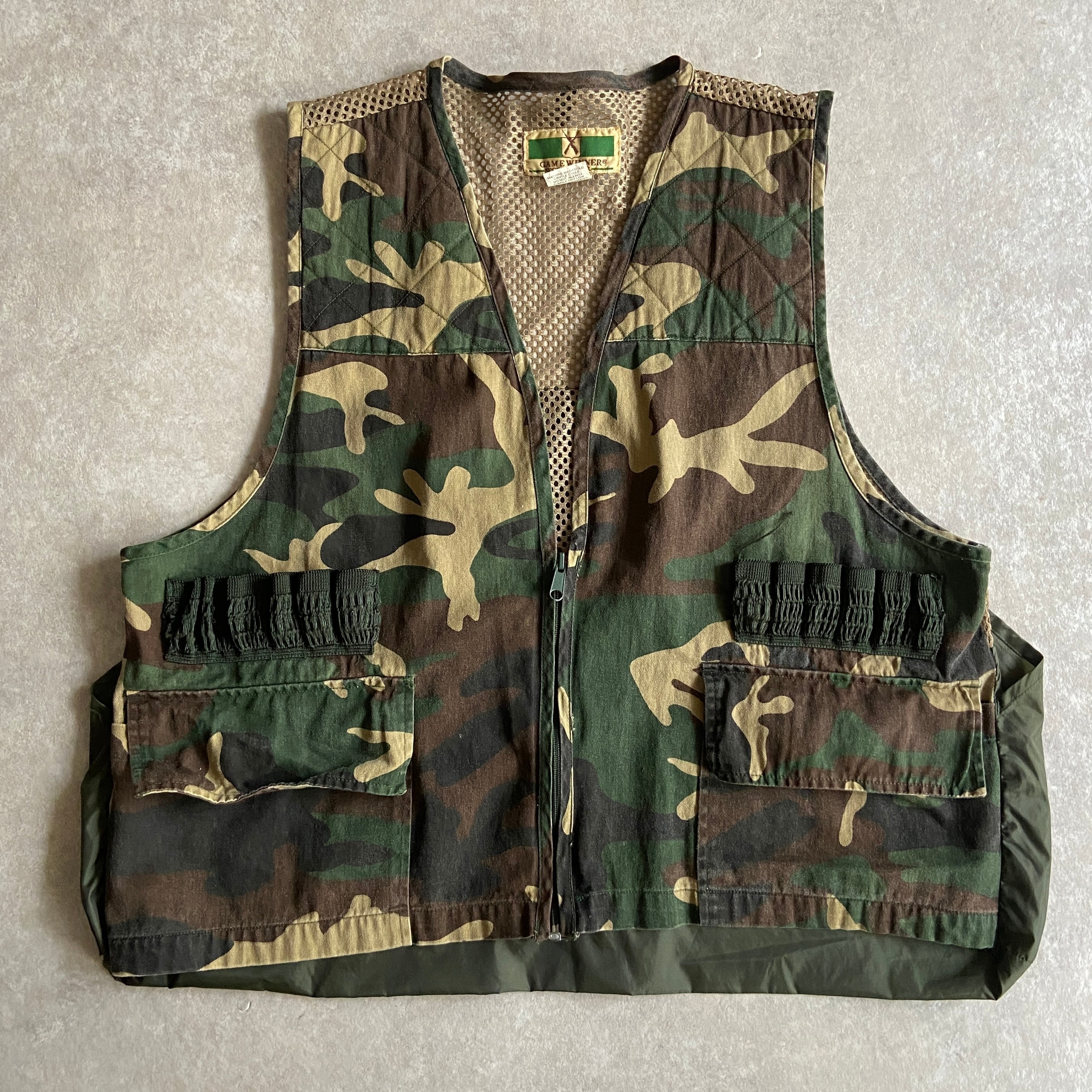1980s Camo Hunting Mesh Vest L H350