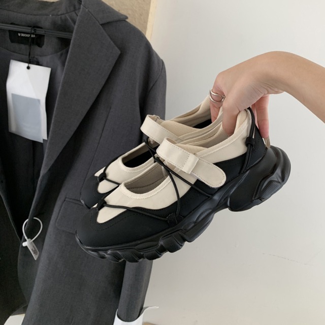 chunky sole velcro strap shoes L0568