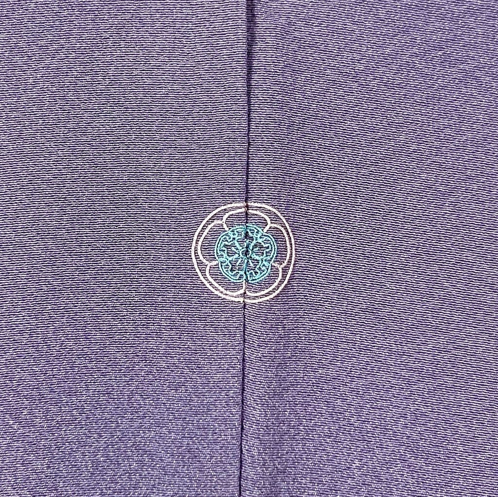 訪問着 絽織り 裄丈64.5㎝ スモール＆ゆったりサイズ 紫色 水流紋 一ツ紋