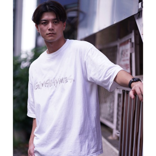 GINRHYMES / "ORIGINAL SIGN LOGO"T-SHIRTS/WHITE×GRAY