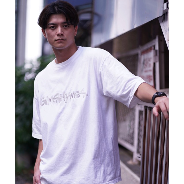 GINRHYMES / "ORIGINAL SIGN LOGO"T-SHIRTS/WHITE×GRAY