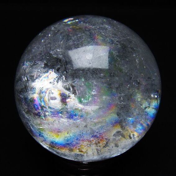 水晶 丸玉 虹入り 63mm スフィア 置物 水晶玉 一点物 151-8747