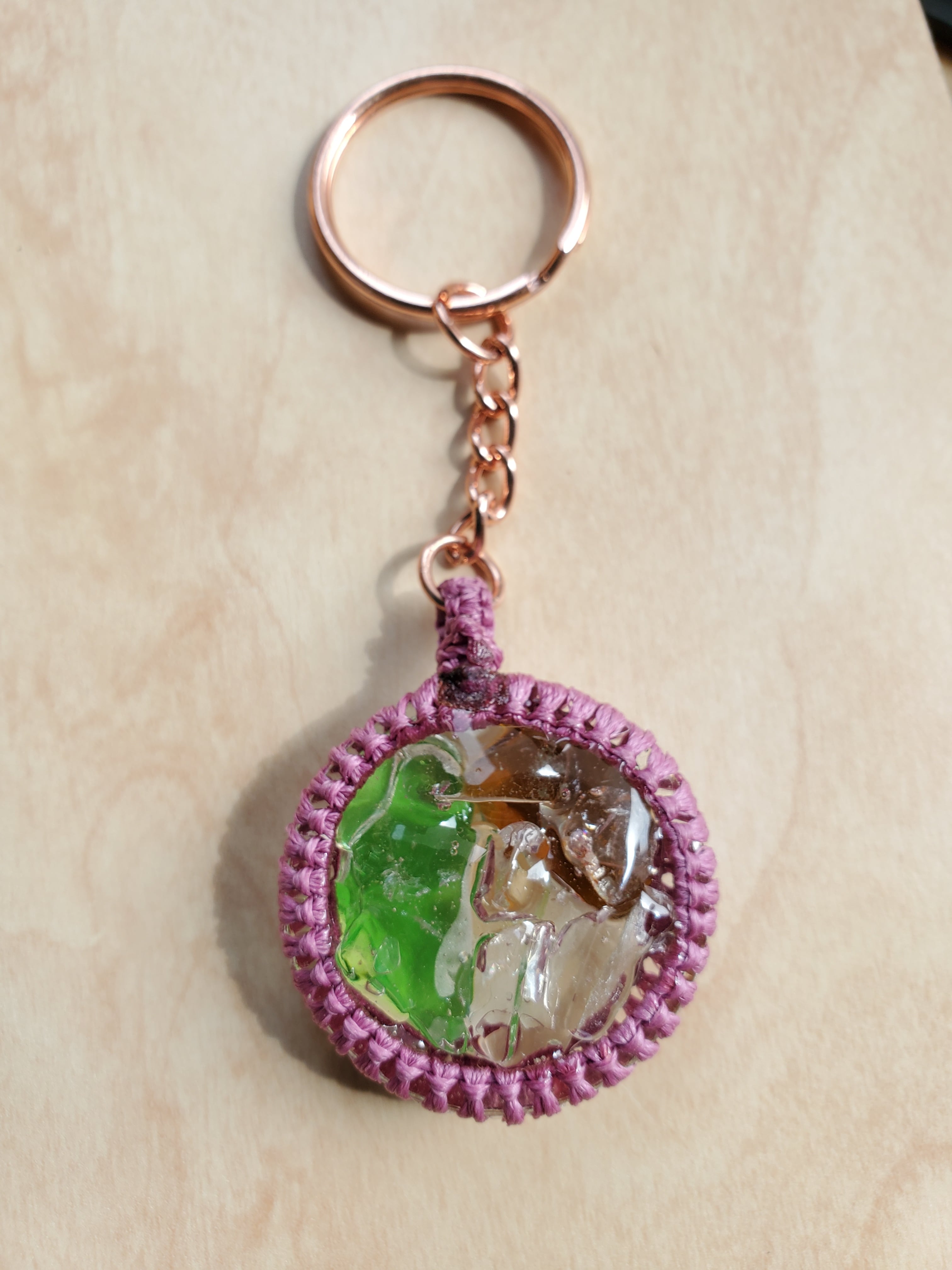 シーグラスマクラメ編みキーホルダーbrown | Pay ID