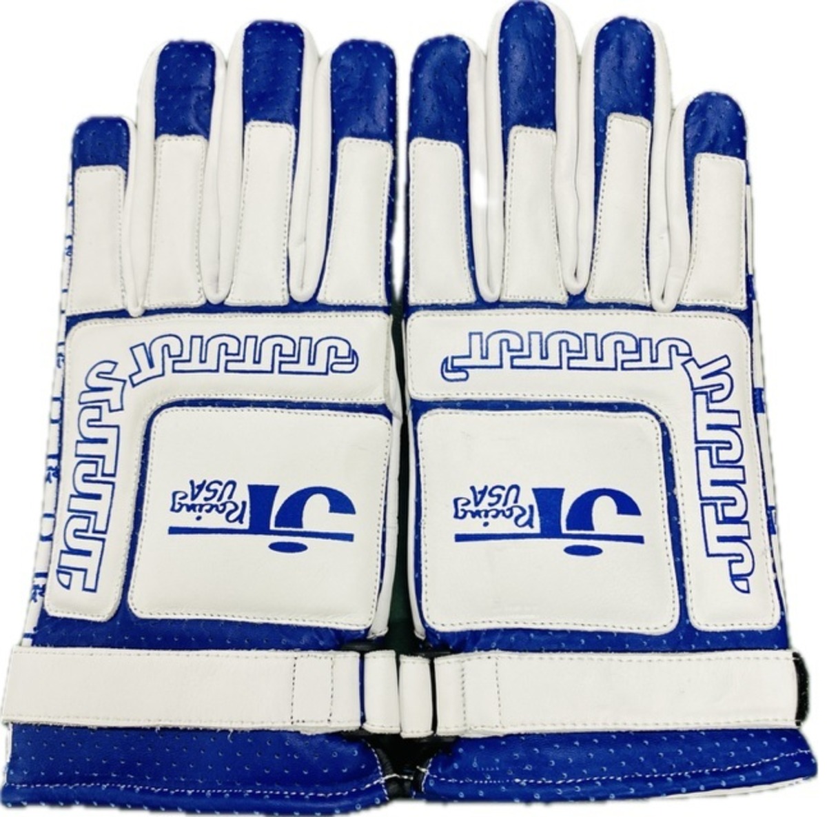 JT RACING レザーグローブ サイズL 白x青 ☆ JTレーシング HONDA 