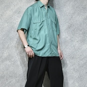 double pocket green silk shirt