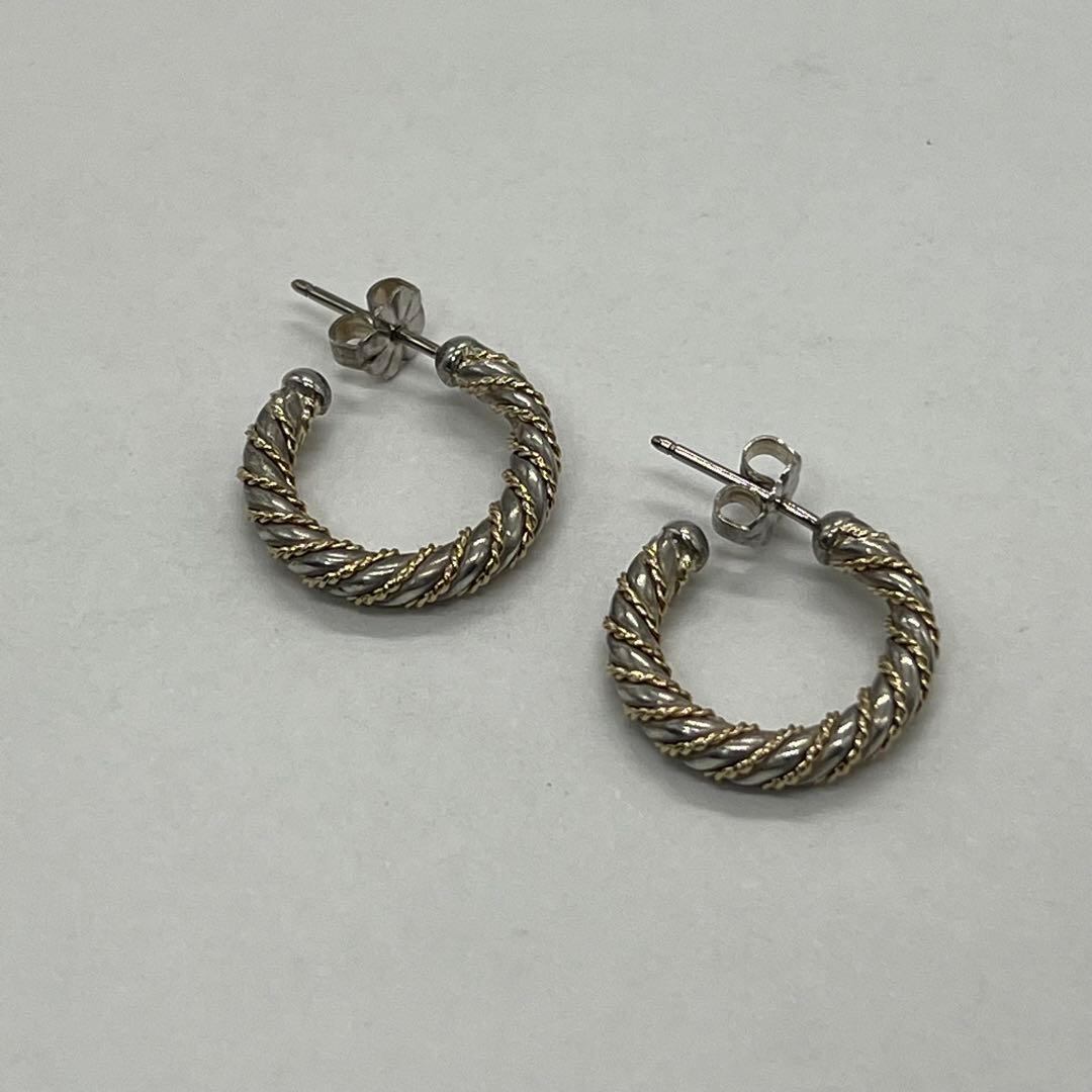 ティファニー TIFFANY ツイスト フープ ピアス SV YG コンビ 希少