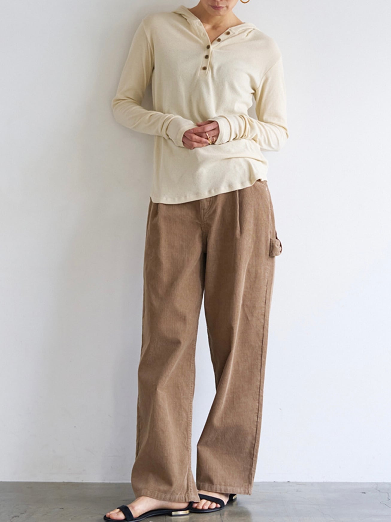 WASHED CORDUROY PT|ベージュ|YENN