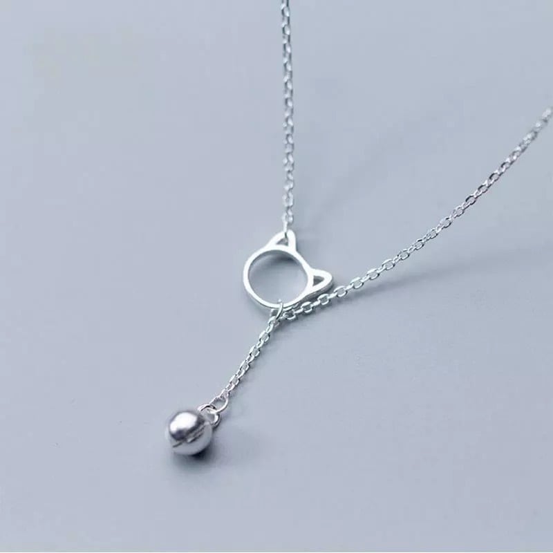 【送料無料】silver 猫と鈴モチーフチェーンネックレス