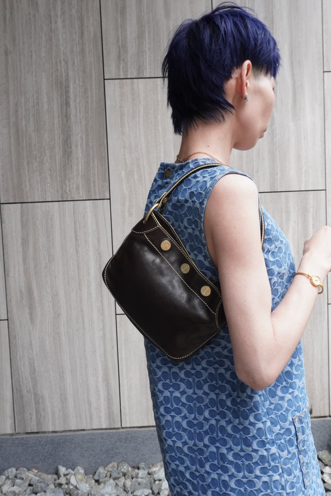 CELINE セリーヌ ホーボー セミショルダーバッグ ワンショルダー CELINE セリーヌ ショルダーバッグ ブラウン ブラゾンボタン レザー