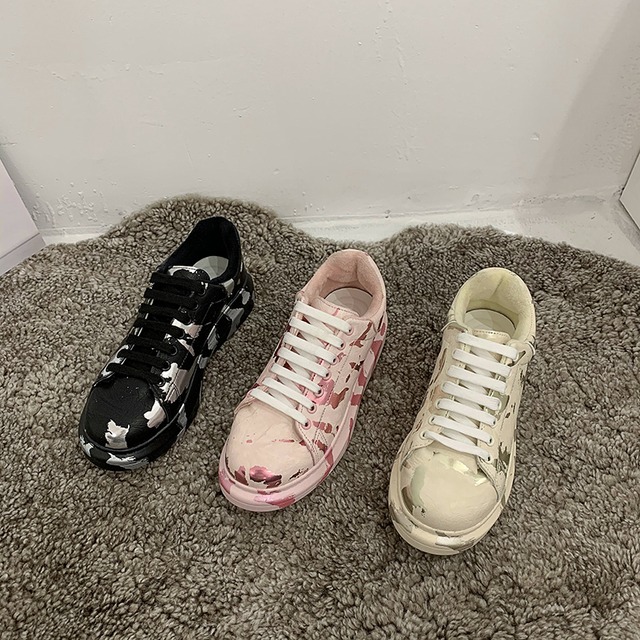 レッドカジュアルカラー 靴 シューズ ラウンドトー フェイクシューズ88860246786