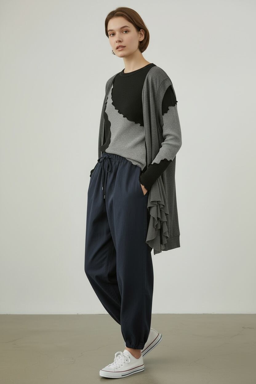 gomme|サイドフリルロングベスト(いつもの服にプラス)