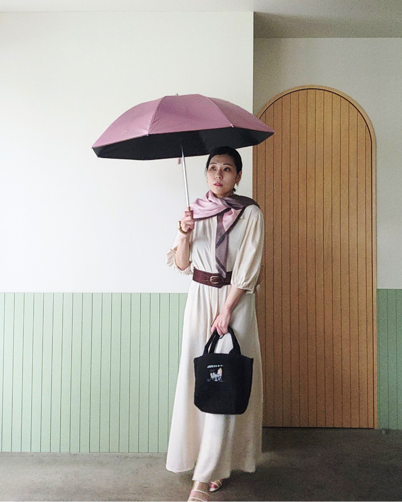 【SAMPLE / 1点限り】シルクスカーフ_展示・撮影使用品（PINK & BROWN） - 19