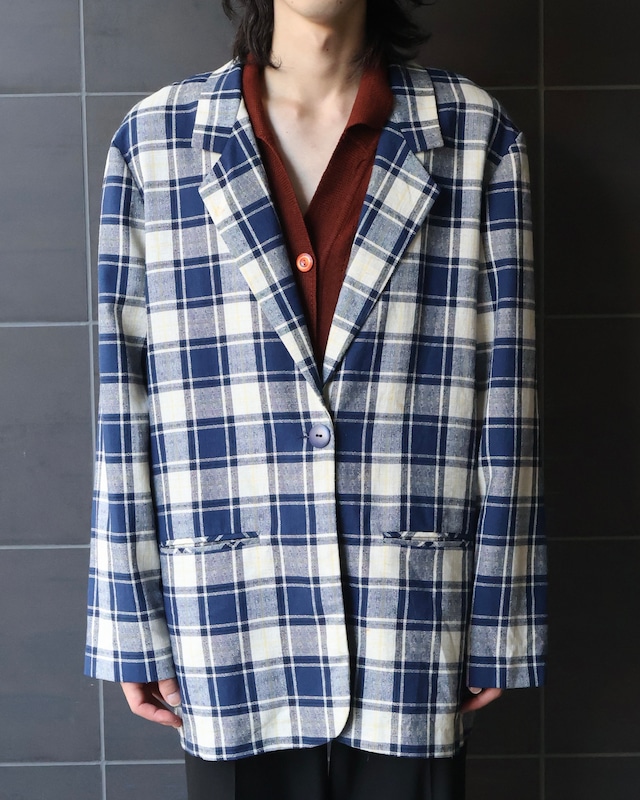 Oversized checked single tailored jacket