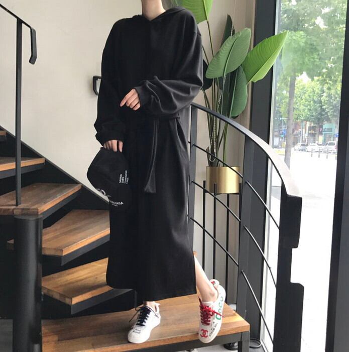 ワイズ ロング ワンピース コットン カシミヤ リボン ブラック 黒 M ワイズ ロング ワンピース コットン カシミヤ リボン ブラック 黒 M