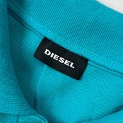 DIESEL ディーゼル ワンポイント 鹿の子 半袖 ポロシャツ M/ターコイズブルー メンズ