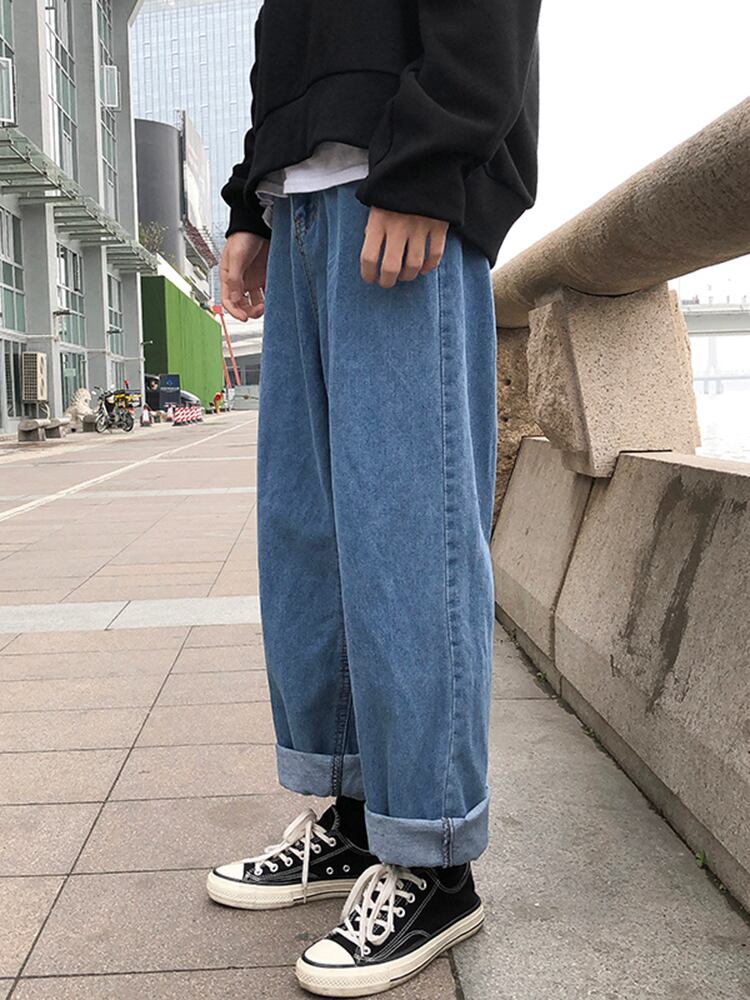 全1色 デニム パンツ ストレート カジュアル サイドライン