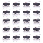 Youmile 20個のマイクロスイッチAC 1A 125V 3ピンSPDT NO + NCヒンジレバーArduino用モーメンタリプッシュボタンマイクロリミットスイッチ