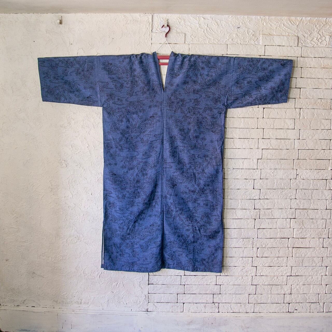 女性らしい優しい雰囲気 絹100%紬 長袖ワンピース 20OP004