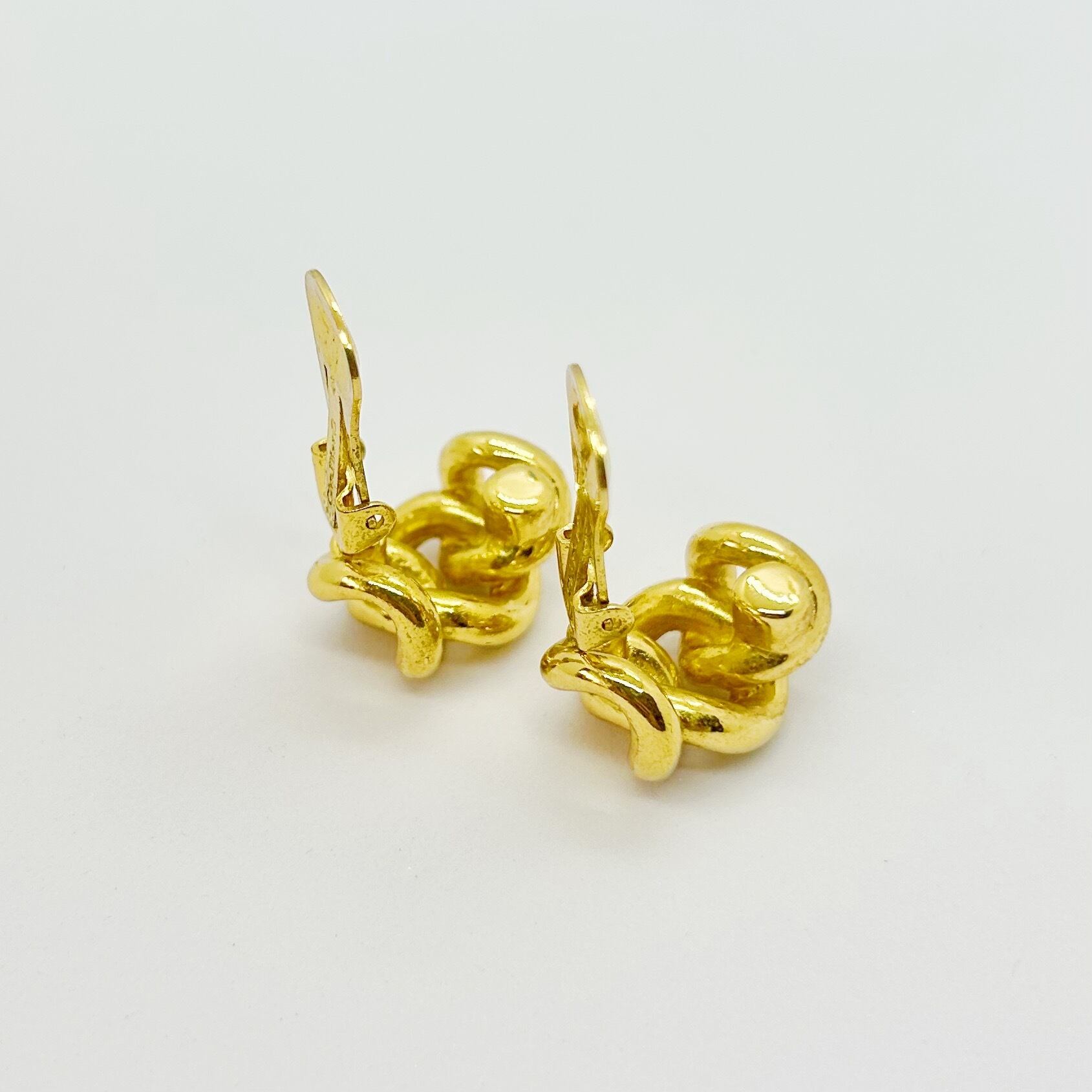 E5376】Christian Dior chain design earrings/クリスチャンディオール