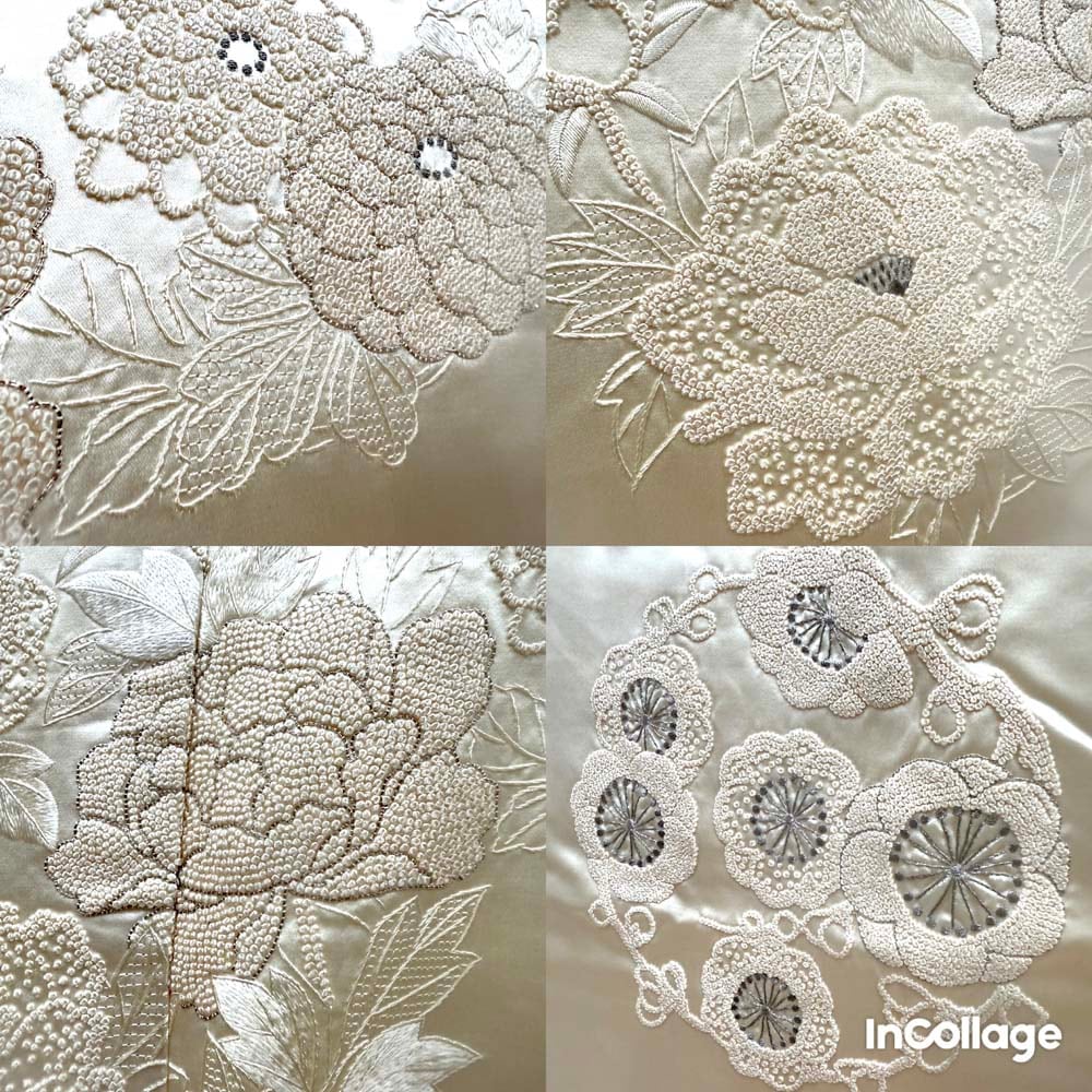 白打掛 中国三代刺繍 相良刺繍 サガラ刺繍 汕頭刺繍 スワトウ刺繍 正絹