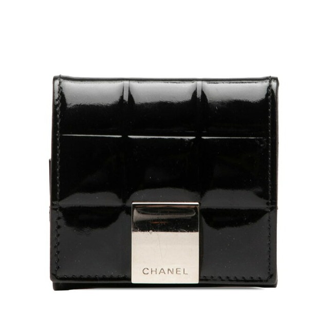 シャネル チョコバー コインケース 小銭入れ ブラック エナメル レディース CHANEL 【中古】