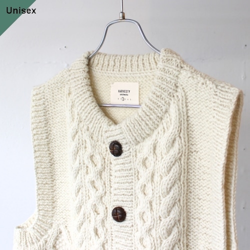 HARVESTY  ハンドニットベスト Cable Knit Vest / A62301　（Off white）