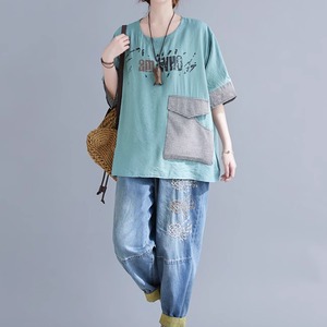 レディース トップス プルオーバー Tシャツ 半袖 5分袖 ラウンドネック ワイド ポケット 伸縮性 薄手 かわいい 大人可愛い きれいめ シンプル カジュアル 上品 おしゃれ かっこいい レトロ こなれ感 ラフ スポーティー ガーリー ルーズ 個性的 クール 主役級 存在感 とろみ感 抜け感 ラブリー キュート カレッジ風 学生風 ベーシック アメリカン アクティブ ナチュラル 夏 デート お出かけ アウトドア リゾート 公園 休日 バカンス ショッピング カフェ 楽ちん 体型カバー ゆったり ゆる