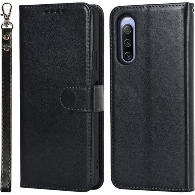 Xperia 10 IV ケース 手帳型 XPERIA10IV ケース xperia10マーク4ケース SOG07 doo SO-52C SoftBank SO52C SO 52C 手帳型ケース エクスペリア10 IV エクスぺリア10IV Xperia エクスペリア10 IV スマホケース case RFIDブロッキングサイドマグネット スタンド機能 耐衝撃 カード収納・ブラック 3574