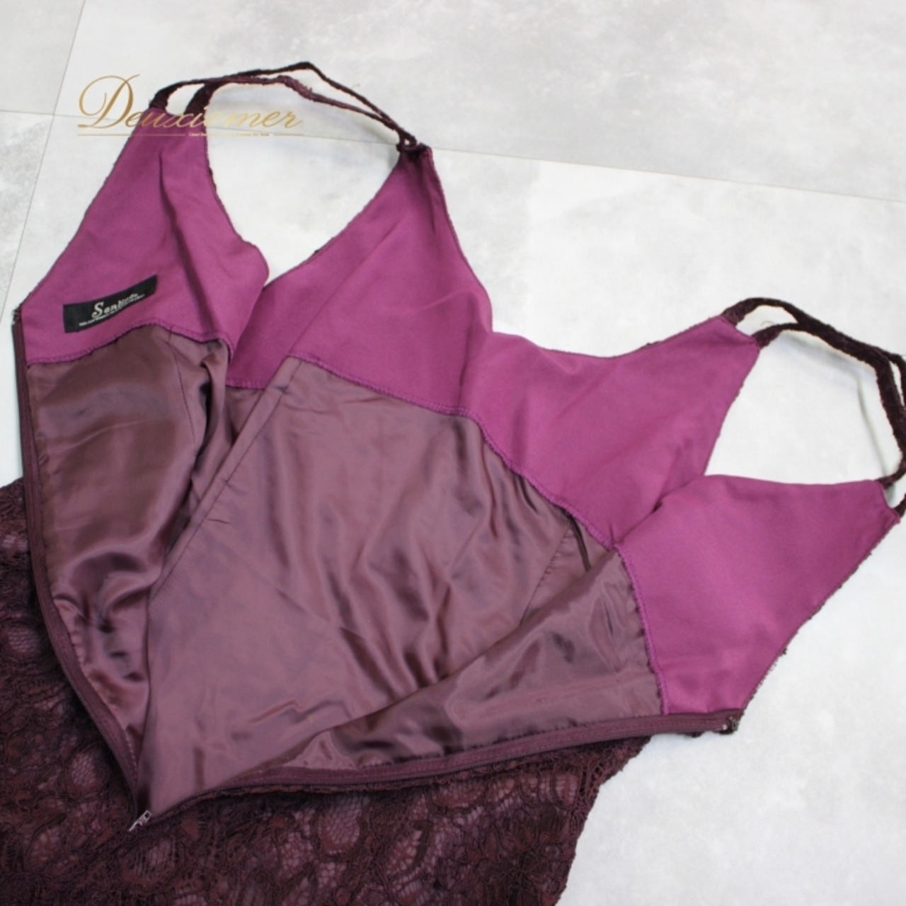 社交ダンス 衣装 スタンダード ドレス ワンピース レッスンウェア パーティドレス Sanline サンリーヌ 紫 パープル系 レース ノースリーブ バーガンディ 日本製 花柄 シック 女性用 おしゃれ フォーマル 体型カバー 軽やか ダンス用 春 夏 秋 112cm 40cm スタイリッシュ 伸縮性無し 加工生地 フィットネス パーティー シンプル エレガント 通気性 薄手 ノースリーブドレス