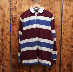 90s USA製 ralphlauren 長袖 ボーダー ラガーシャツ L/ラルフローレン